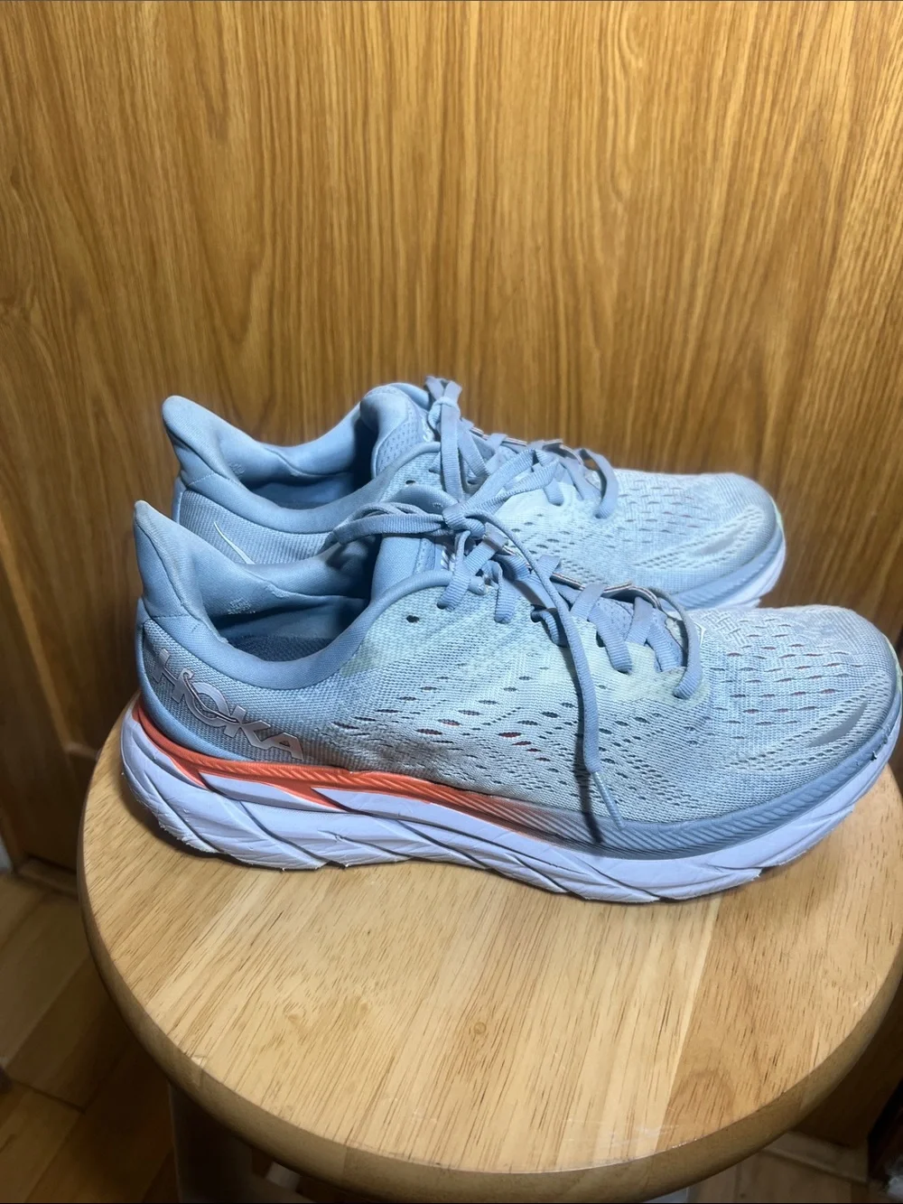 Hoka Women's Pale Blue Running Shoes with Mint Toe Accents
